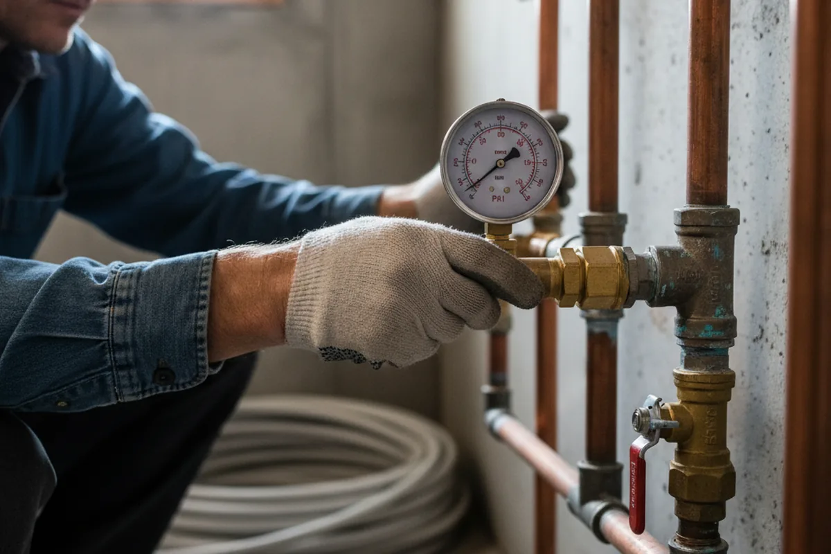 Pressure testing a repaired line during Water Line Repair in Clarence